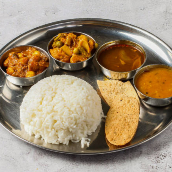 Veg Thali With Steam Rice